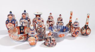 Collection of Japanese Satsuma wares, to include vases, teapot, bowls and long neck vases, (12)