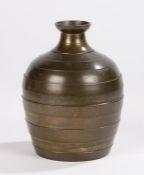 Japanese bronze vase, the bulbous body with raised bands, 17cm highOverall good order