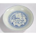 Chinese porcelain bowl, 20th Century, of large proportions, blue and white decoration with high