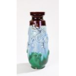 Chinese porcelain vase, with a green, blue and aubergine glaze and a dragon in clouds, 30cm high