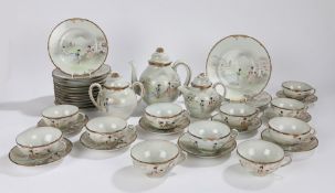 Japanese porcelain service, with a teapot, plates, cup and saucers