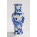 Chinese porcelain vase, Qing Dynasty, the blue and white body with figures in an outside landscape