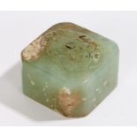 Chinese hardstone desk seal, with a carved medallion above a four character mark to the base, 45mm