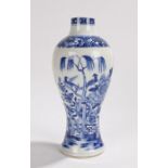 Chinese porcelain vase, Qing Dynasty, 19th Century, with a white ground and blue decorations of