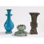 Chinese objects, to include a celadon glazed lotus flower censer, 11cm high, a turquoise