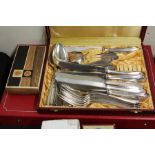 Plated table cutlery, stamped WHS 100 to the handles, housed in three boxes (3)