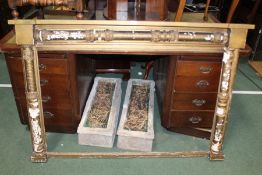 Gilt over-mantle mirror frame, with reeded and acanthus leaf decoration, 141cm x 95cm