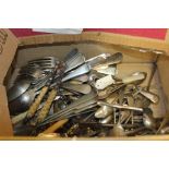 Plated cutlery and table ware to include nut crackers, small meat skewer, ladles, fish servers