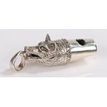 Silver whistle in the form of a foxes head