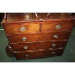 Victorian mahogany chest of five drawers, with two short drawers above three graduated drawers, on