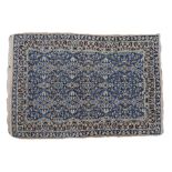 Persian Nain Zaronim carpet, the blue ground with scroll and foliate decoration, wool on cotton,