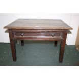 Victorian oak side table, the rectangular top above a single frieze drawer, raised on square legs,