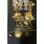 Brass ware to include pair of Chinese candlesticks, cannon, candle snuffer etc. (qty)