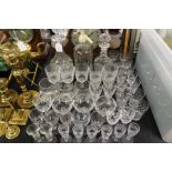 Collection of glass ware, to include two decanters, soda siphon, stemmed and other glasses (qty)
