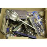Plated ware to include souvenir teaspoons, egg cups, sugar bowl, basting spoon etc. (qty)
