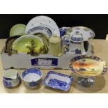 Decorative china, to include six plates decorated with Constable paintings, blue and white coffee