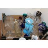 Glass ware, to include celery vase, soda siphon, silver mounted and other vases, coloured and