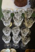 Set of six Edinburgh Crystal wine glasses and liqueur glasses (12)