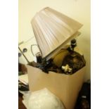 Collection of electric reading lamps, wall lights and shades (qty)