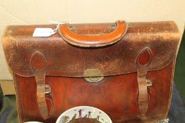 Brown leather attache case, 40.5cm wide