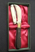 Burgon and Ball gardening knife, housed in original box, bone handled pen knife (2)