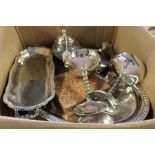 Collection of silver plated wares, to include canteen of cutlery, Viners tea set, spill vase,