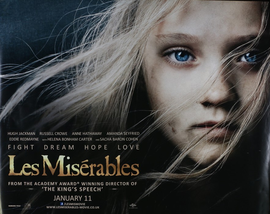 Les Misérables (2012) - British Quad film poster, starring Hugh Jackman, Russell Crowe and Anne