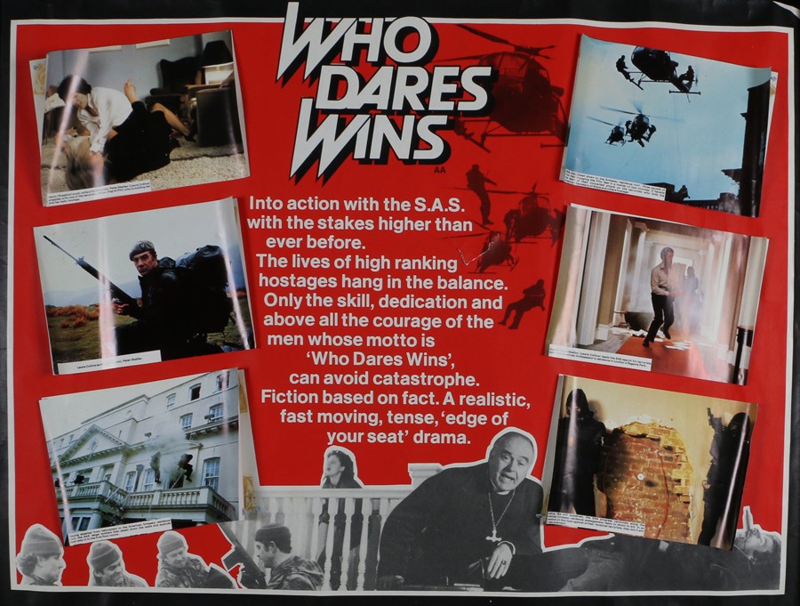 Who Dares Wins (1982) - British Quad film poster, with attached photographs of film scenes,