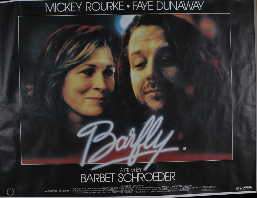 Barfly (1987) - British Quad film poster, starring Mickey Rourke and Faye Dunaway, rolled, 30" x