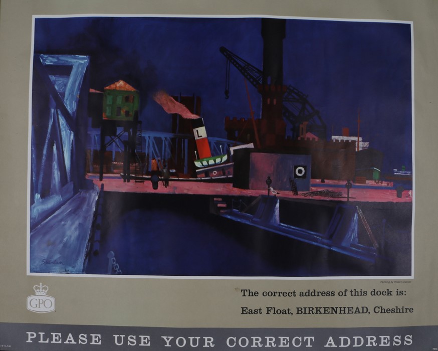 GPO poster "The Correct Address of this Dock is: Esst Float, BIRKENHEAD, Cheshire. Please use your