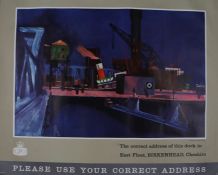 GPO poster "The Correct Address of this Dock is: Esst Float, BIRKENHEAD, Cheshire. Please use your