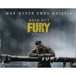 Fury (2014) - British Quad film poster, starring Brad Pitt and Shia LaBeouf, rolled, 30" x 40"