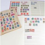 Three stamp albums, loose stamps (qty)