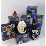 Star Wars collectables, to include Walkers Tazos, metalized figural mugs, Darth Maul tin etc. (qty)