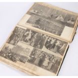 Late 19th/ early 20th Century scrap album, containing clippings of figures on horseback, flowers,