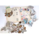 Collection of loose UK and World coins, Collection Builder stamp album (qty)