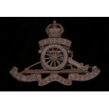 Royal Artillery officers O.S.D. bronze cap badge, two blades to the reverse, maker Gaunt London, K&K