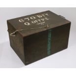 Metal box 670 BTY QM's office, possible Royal Garrison Artillery, 46cm diameter