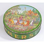 Huntley & Palmers "disgruntled employee" or "rude" biscuit tin, depicting a garden party with rude