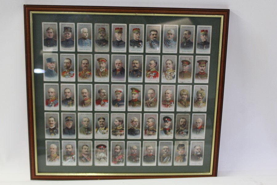 Framed cigarette cards, Will's cigarettes allied army leaders, Player's cigarettes regimental crests