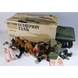 Action Man Scorpion Tank, boxed, three Action Man Figures, uniforms and accessories (qty)