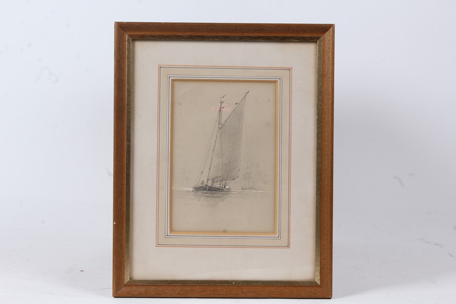 Attributed to James William Carmichael (1800-1868), "a loaded barge under sail", unsigned pencil and