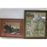 Prints to include Scottish and Irish loch scenes, three Japanese floral studies, gilt frames etc. (