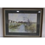 Barbara Jones, "Salthouse Marsh", watercolour, titled verso, housed in a limed frame, the