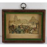 Anton Pieck (Dutch 1895 - 1987), Continental Market Scene: relief picture, framed, 22cm x 17cm