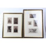 Parisian and other etchings, to include Notre Dame, housed in two ebonised and gilt glazed frames,