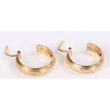 Pair of 9 carat gold 3/4 hoop earrings, 2.5g
