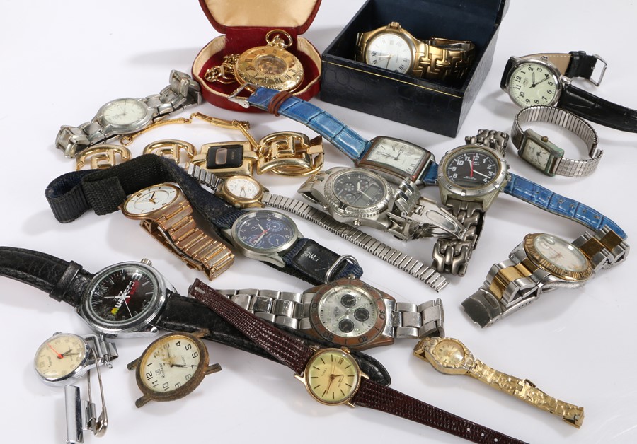 Wrist and pocket watches, to include pocket watch with visible movement, gentlemans and ladies