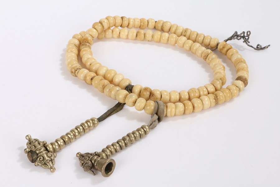 String of bone prayer beads, 80cm long