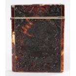 19th Century tortoiseshell "castle top" card case, the case with Castle top type decoration of a